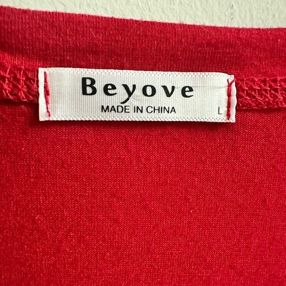 Boho Red Multi Color Balloon Sleeve Long Sleeve Blouse Size Large Colorful - Picture 5 of 11